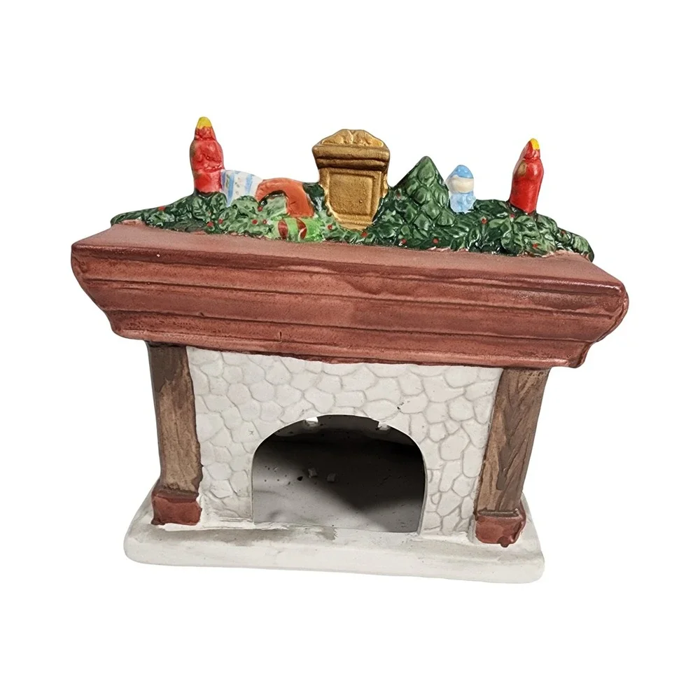 Vintage‎ Style Ceramic Christmas Fireplace Tea Light Candle Holder Cherubs Cat